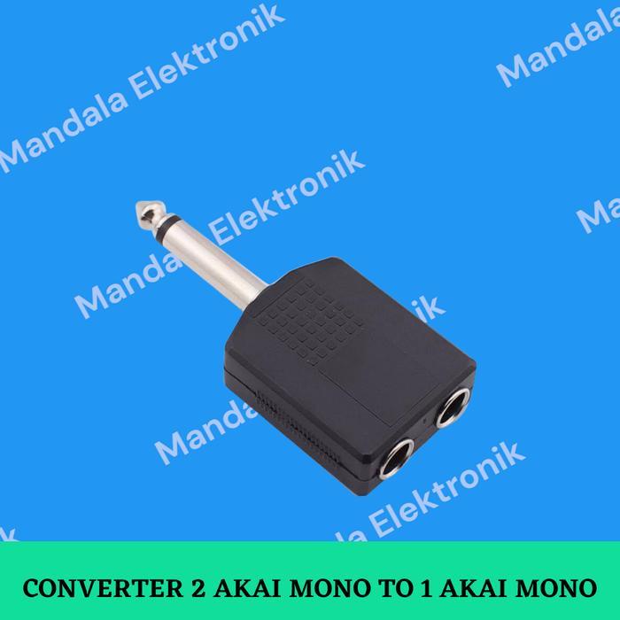 Splitter Jack 6.5mm Male to 2 female 6.5mm - T Akai Mono - Mono