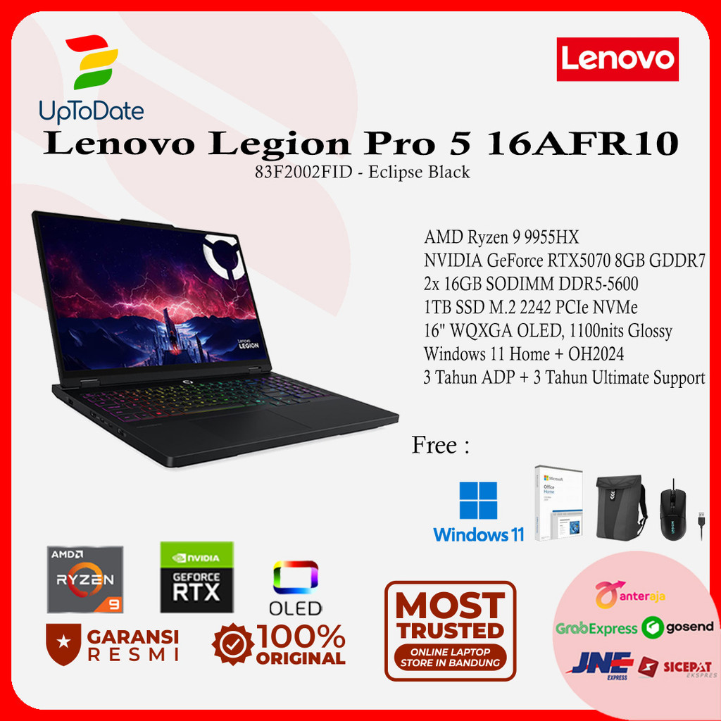 Lenovo Legion Pro 5 16AFR10 2FID Ryzen 9 9955HX 32GB 1TB 16" RTX5070 W11+M365+OH2024