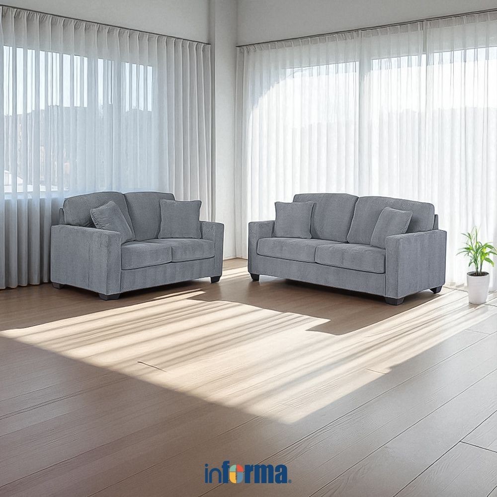 Informa Ashley Bavello-8 Set Sofa Fabric - Abu-Abu Tempat Duduk Empuk Sofa Ruang Tamu Furniture Indo