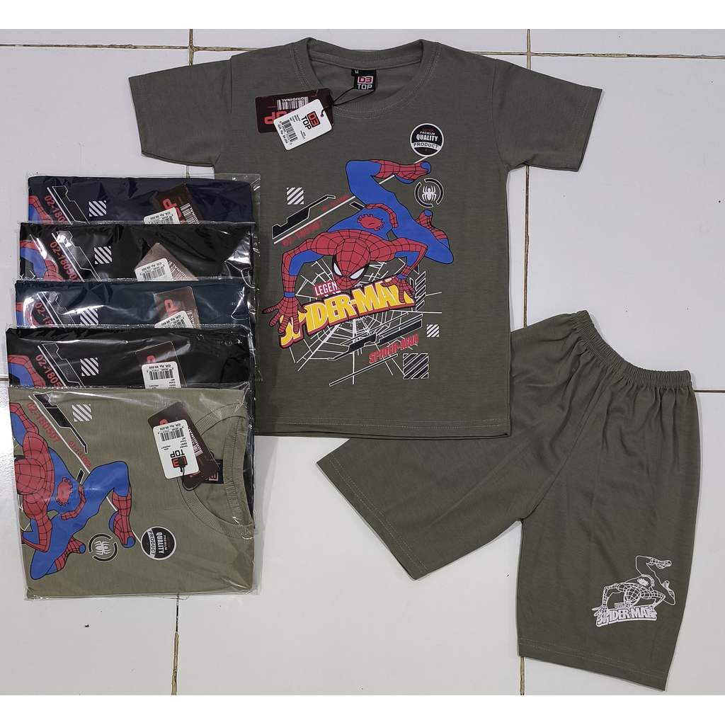 BAJU + CELANA SETELAN ANAK SPIDERMAN USIA MAX 10th / KAOS ANAK LAKI-LAKI & PEREMPUAN / READY MAKASSA