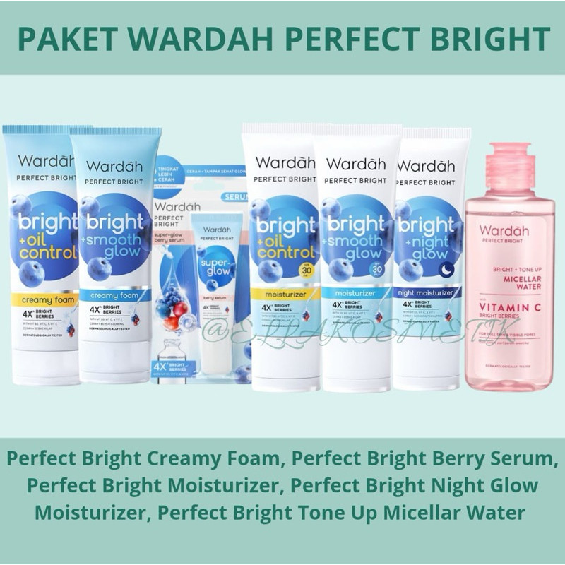 PAKET Wardah Perfect Bright (Micellar,FaceWash,Serum,DayMoist,NightMoist)
