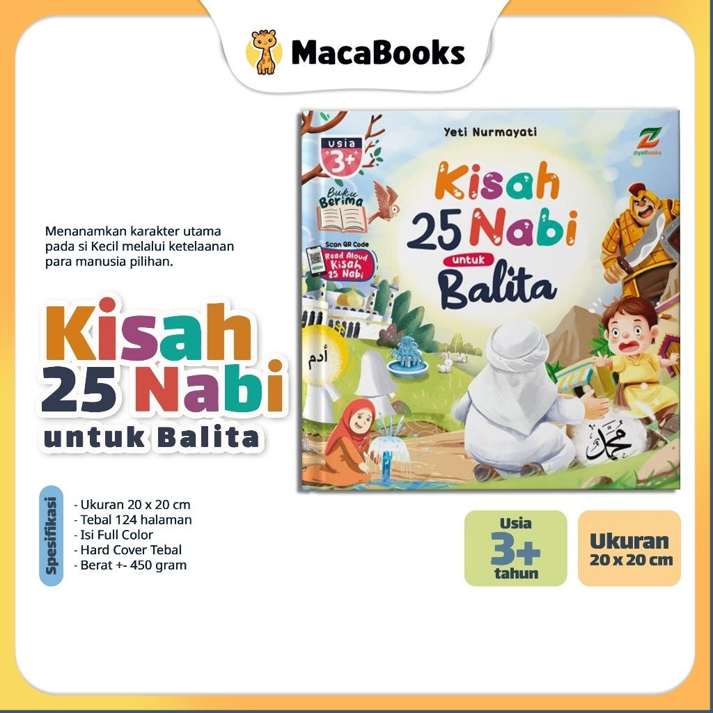 Ziyadbooks - Kisah 25 Nabi Untuk Balita. Buku Cerita Anak Islam Berima (Sajak). Hardcover Tebal Full