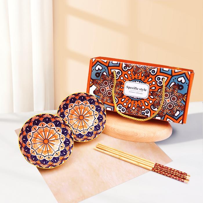 Rizqinastore88 [SNI] HOMESTUFF Hampers Mangkok Set Japanesse / Mangkok Souvenir Bohemian Style / Bow