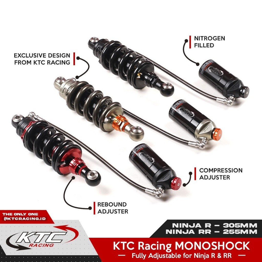 MONOSHOCK KTC RACING ORIGINAL NINJA 150R R RR SS 255MM 305MM SATRIA 2 TAK 250MM MX KING 208MM 3 KLIK