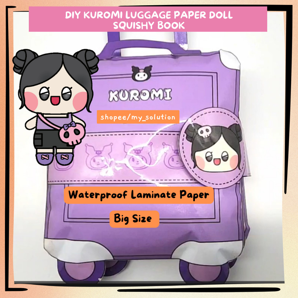 Laminasi Glossy Sanrio Paper Doll House Kuromi Squishy Paper Doll Luggage House Paper Doll House Boo