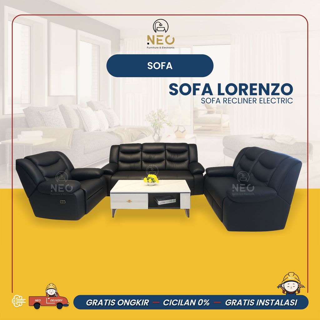 NEO - SOFA LORENZO IMPORT SET 321 SOFA TAMU 321 SOFA RUANG TAMU SOFA 1 SEATER RECLINING ELEKTRIK SOF