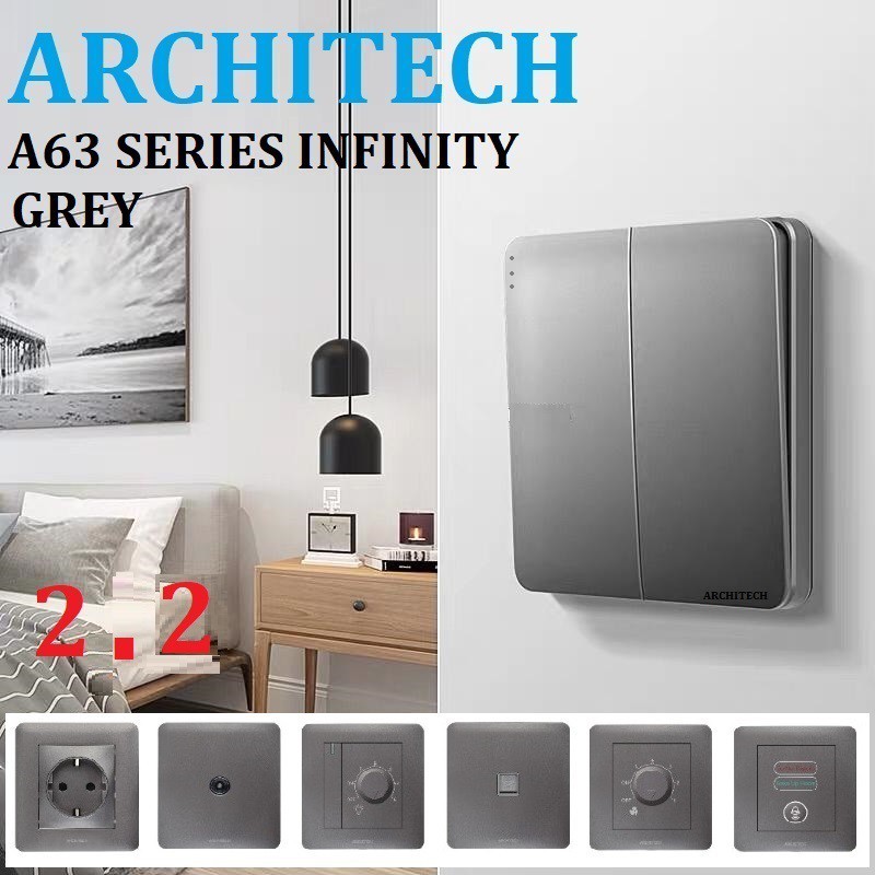 [Toko Murah Seribu] Architech Saklar Stop Kontak Infinity Grey A63 / Architech  Saklar Rumah / Sakla