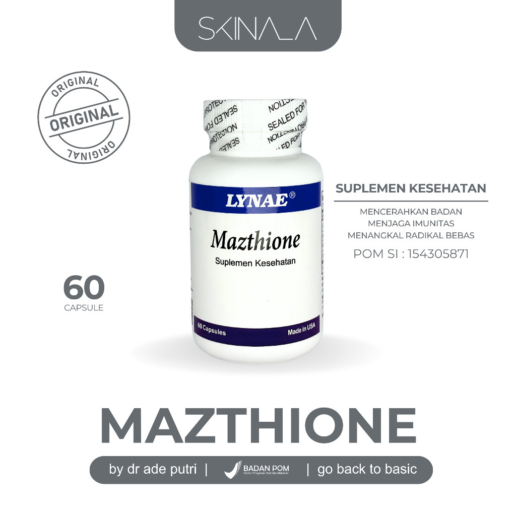 LYNAE MAZTHIONE GLUTATHIONE 60 30 20 KAPSUL CAPS GLUTA 100% ORIGINAL 500mg Boscogen USA