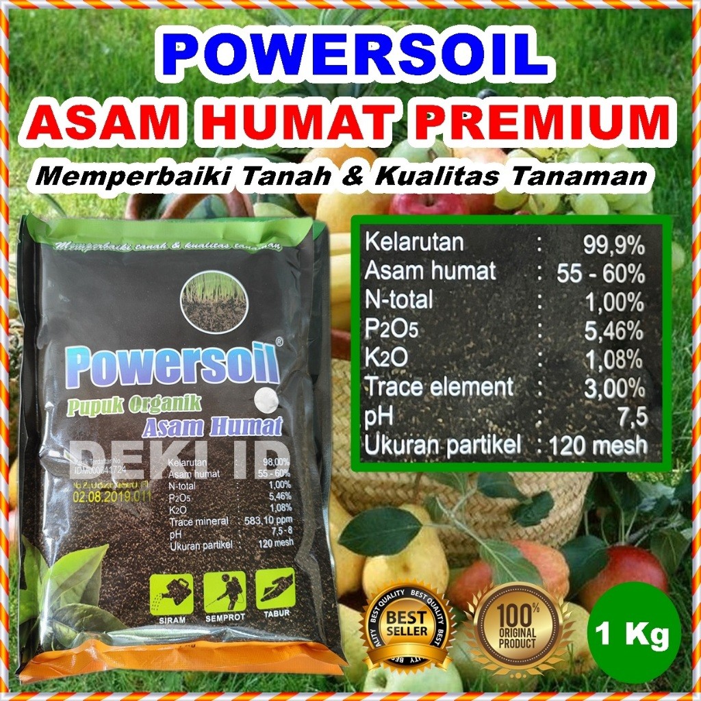 Asam Humat Powersoil 1 kg Pupuk Organik Pembenah Penyubur Tanah Tanaman Anggur Buah Sayur Hias