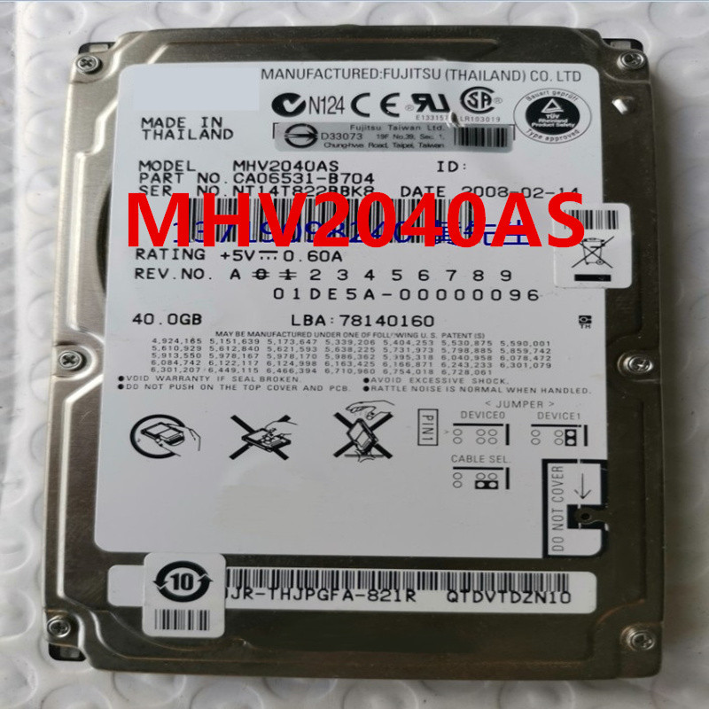 Almost New Original HDD For Fujitsu 40GB 8MB IDE 5400RPM For Notebook Hard sk For MHV2040AS