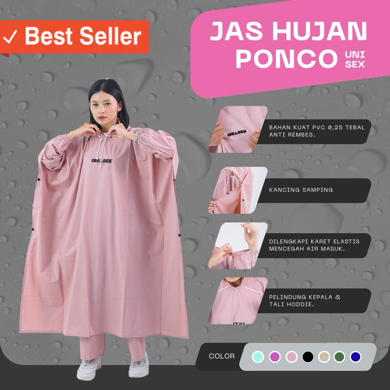 Jas Hujan Mewah Tebal tidak mudah sobek / Jas Hujan Ponco Jumbo Tebal Kuat Raincoat Kelalawar Pria W