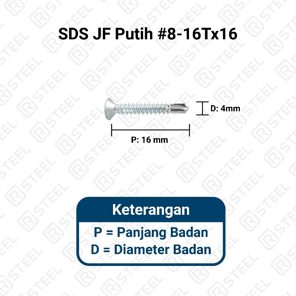 RJ Steel SDS Putih / Sekrup Roofing JF Putih