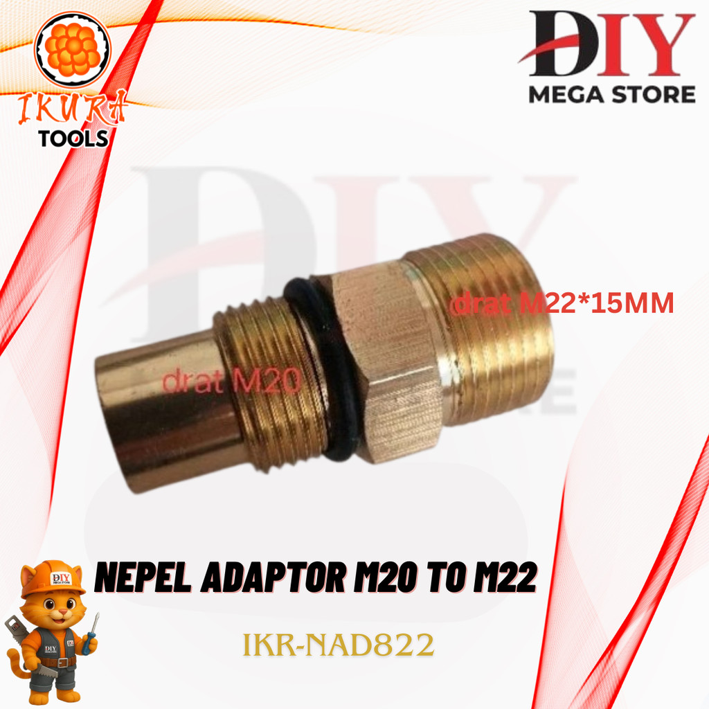 Ikura Tools Nepel Water Pump Jet Cleaner M20 Male To M22 Male - Sambungan Mesin Jet Cleaner Parts He