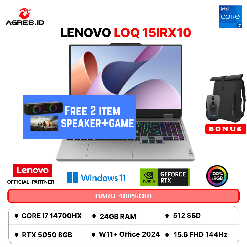 LENOVO LOQ 15 I7 13700HX RTX5050 8GB - 16GB 512GB W11+OHS 15.6FHD 144HZ 100SRGB-KAID