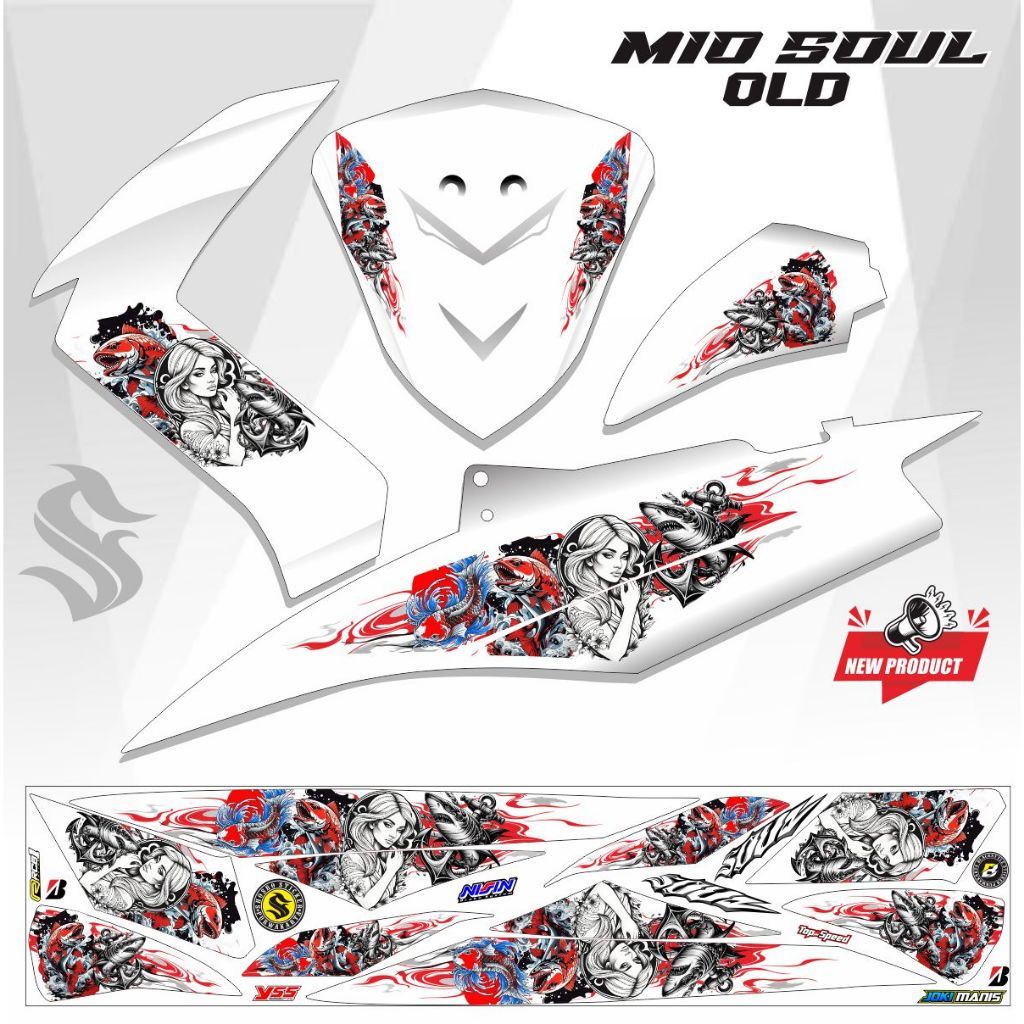 STICKER STICKER POLET MIO SOUL OLD STRIPING STICKER MOTOR MIO SOUL LAMA STICKER