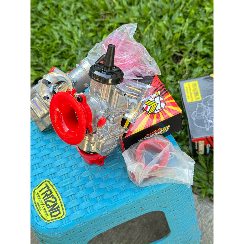 KARBURATOR PWK 28 KAWAHARA RACING VELOCITY TUTUP BULAT KARBU KOTAK CORONG MERAH SET MANIPOL ORIGINAL