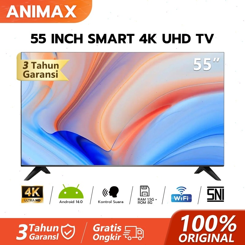 PROMO Animax Smart TV 50 inch Samrt tv android 50 inch 55 inch 65 inch digital tv led WIFI-Netflix/Y