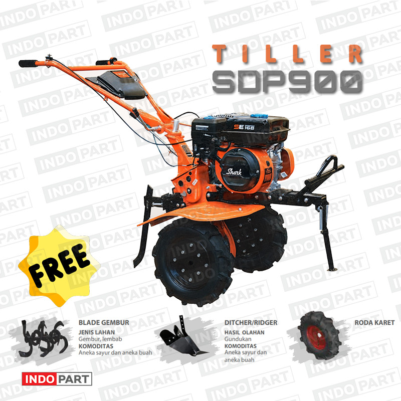 PROMO GASPOLL Traktor Mini / Tiller Mesin Bajak Kebun SDP 900 – Mesin Bajak Sawah 6.5HP Lengkap