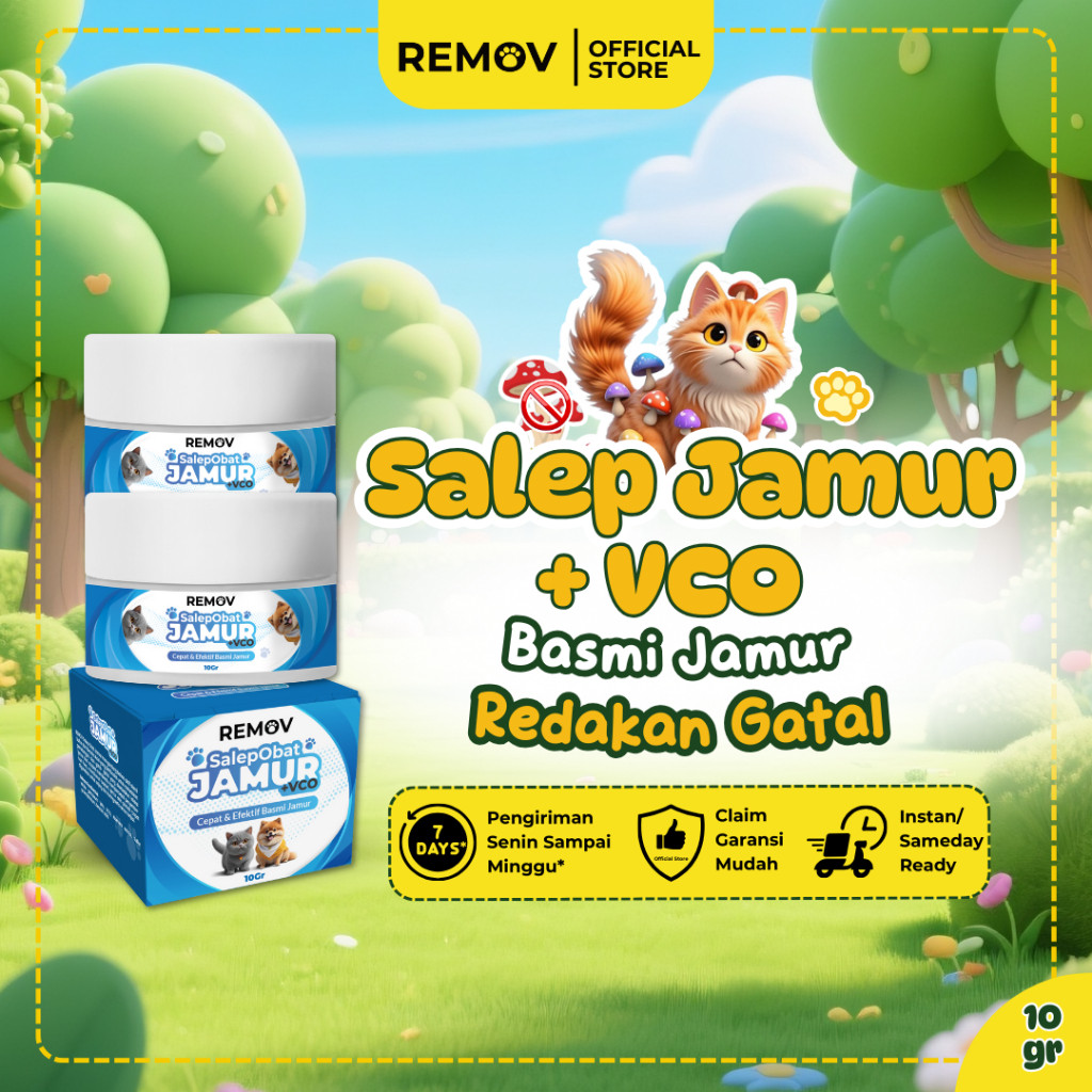 REMOV Salep Jamur Kucing 10gr Obat Gatal Kucing Paling Ampuh Plus VCO & Aloe Vera