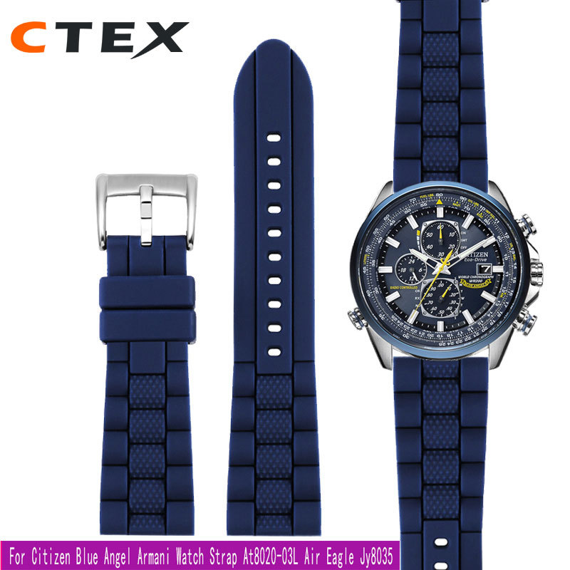 22 23mm Silicone Watband For Citizen AT8020 Blue Angel AT8020-03L/54L Air Eagle Jy8035 Strap AR5905 