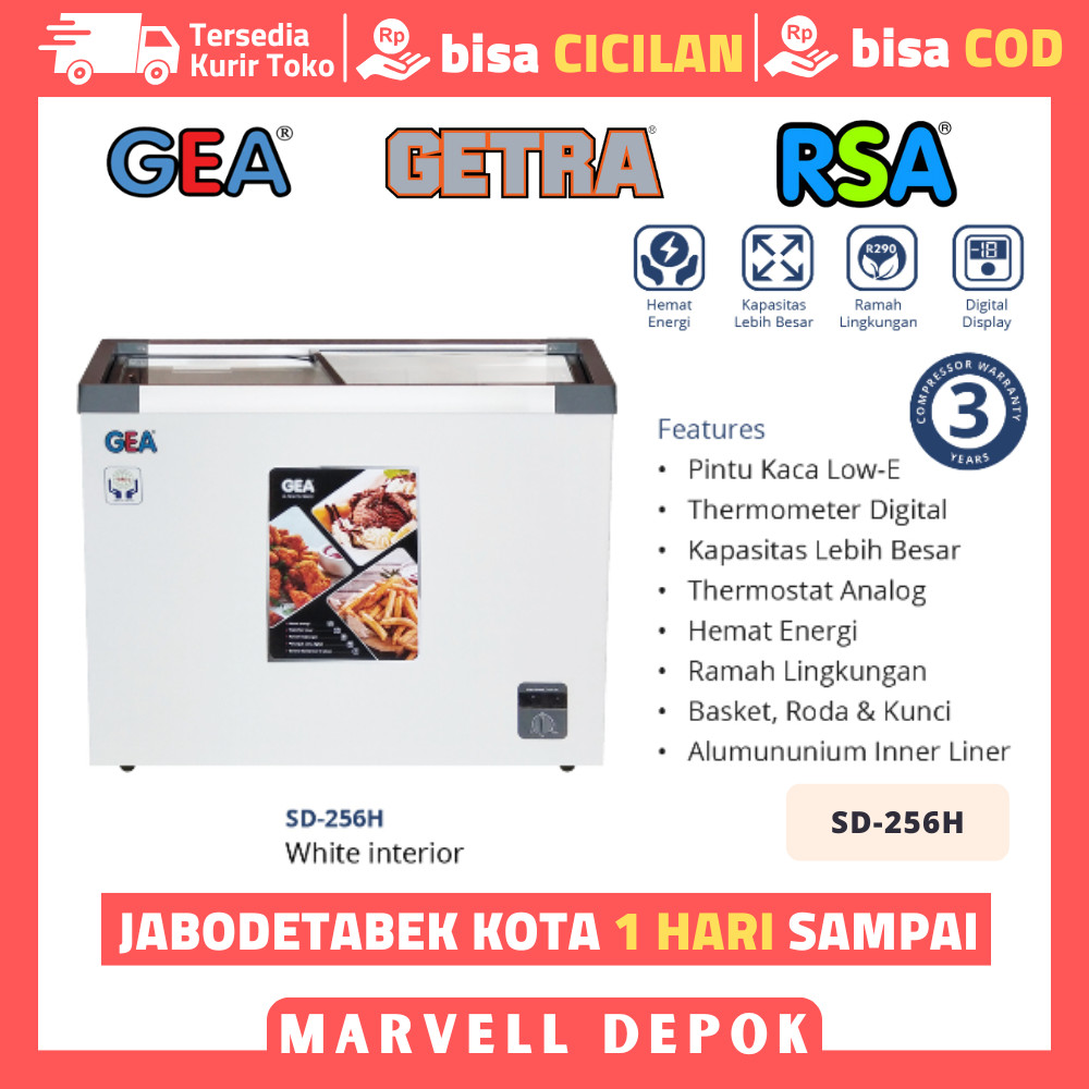 SLIDING FLAT GLAS FREEZER GEA SD-256H FREEZER KACA FLAT SLIDING 300L