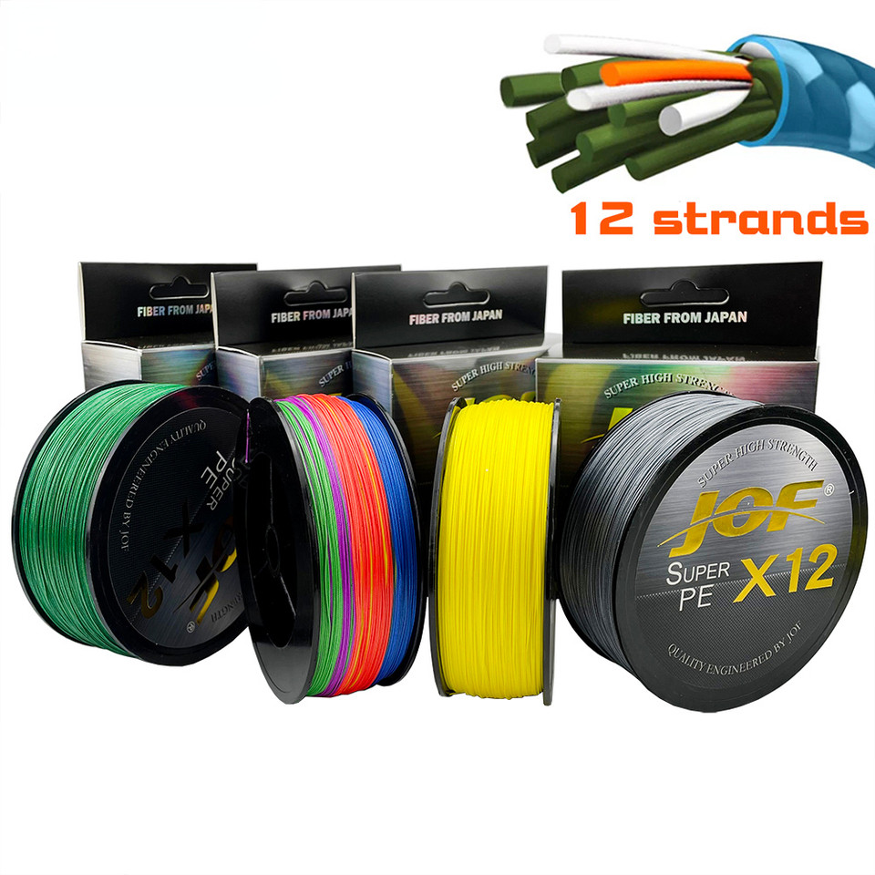 JOF X12 Upgraded Braided Fishing Lines Super Strong 12-strand Multifilament PE Line 100M 300M 500M 2
