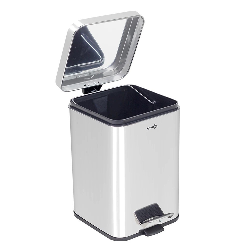 Tempat Sampah Stainless - Rovega Dustbin 22 Liter Kotak Tong Sampah Injak Tong Sampah Pedal