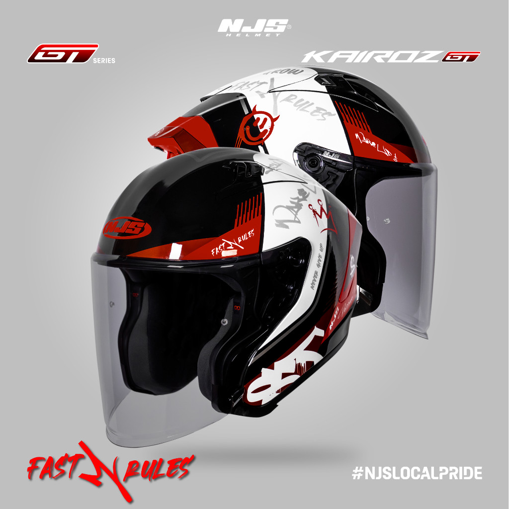Helm NJS Kairoz GT Fast & Rules (FREE Spoiler) - Helm Half Face | Kairoz GT | Kairoz GT Motif | NJS 