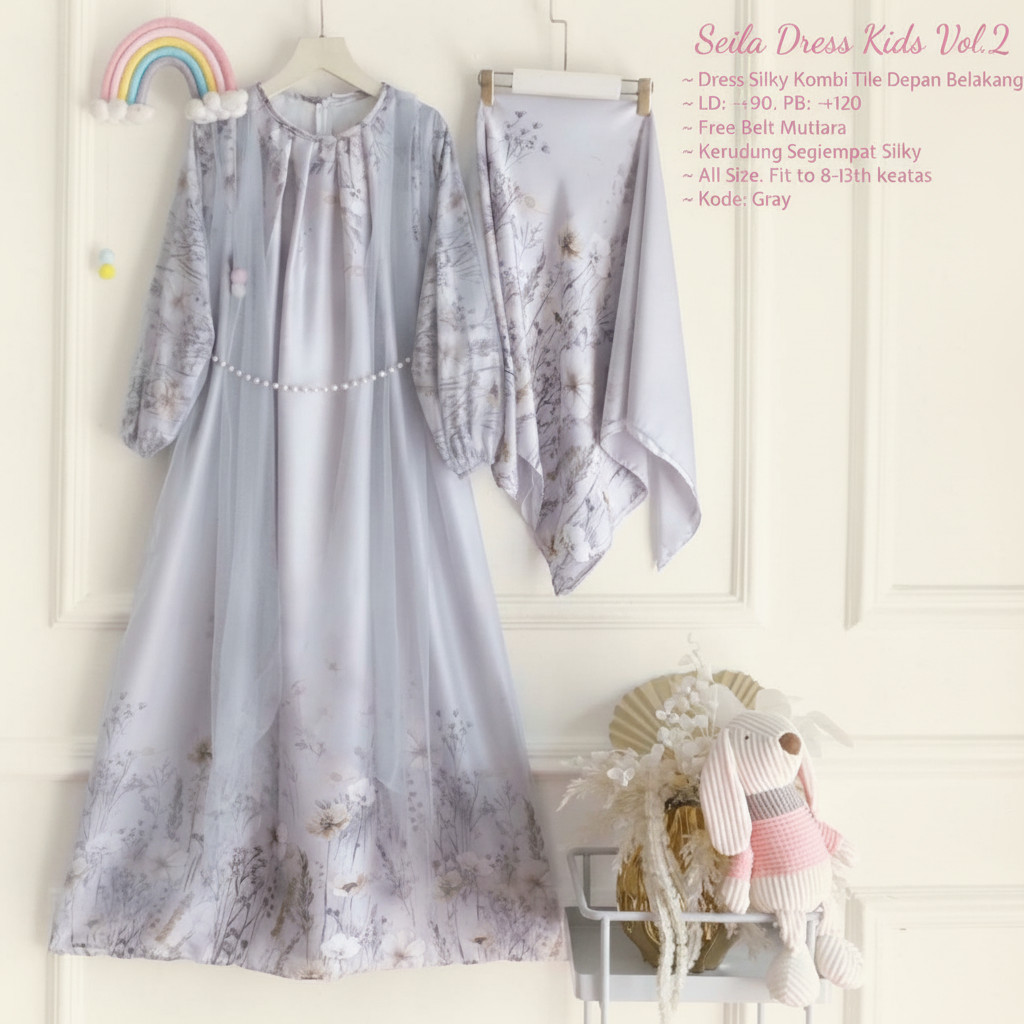 Dress kids Sheila Vol. 2 | Gamis Anak Perempuan Muslimah Lucu | Baju Muslim Kids Premium Nyaman Dipa