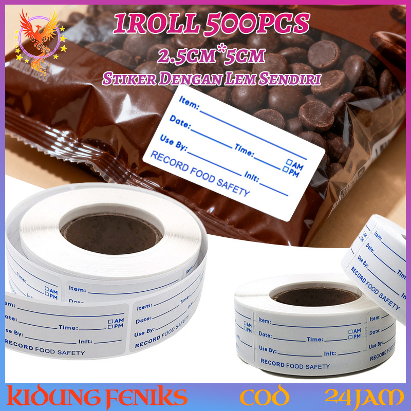 500pcs Per Roll Untuk Kemasan Dan Penyimpanan Makanan Stiker Label Perekat 2.5cm×5cm Waterproof