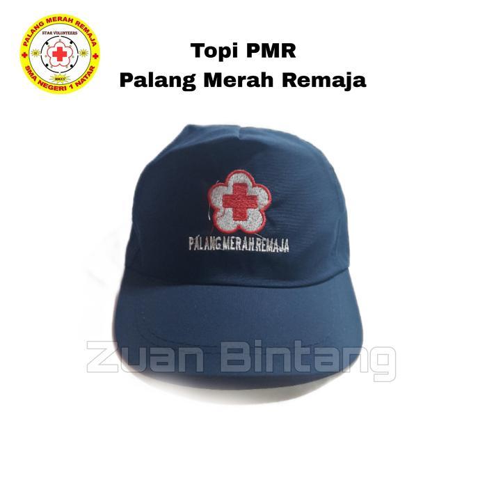 TOPI PMR LOGO BORDIR/TOPI PALANG MERAH REMAJA Biru - BIRU MUDA