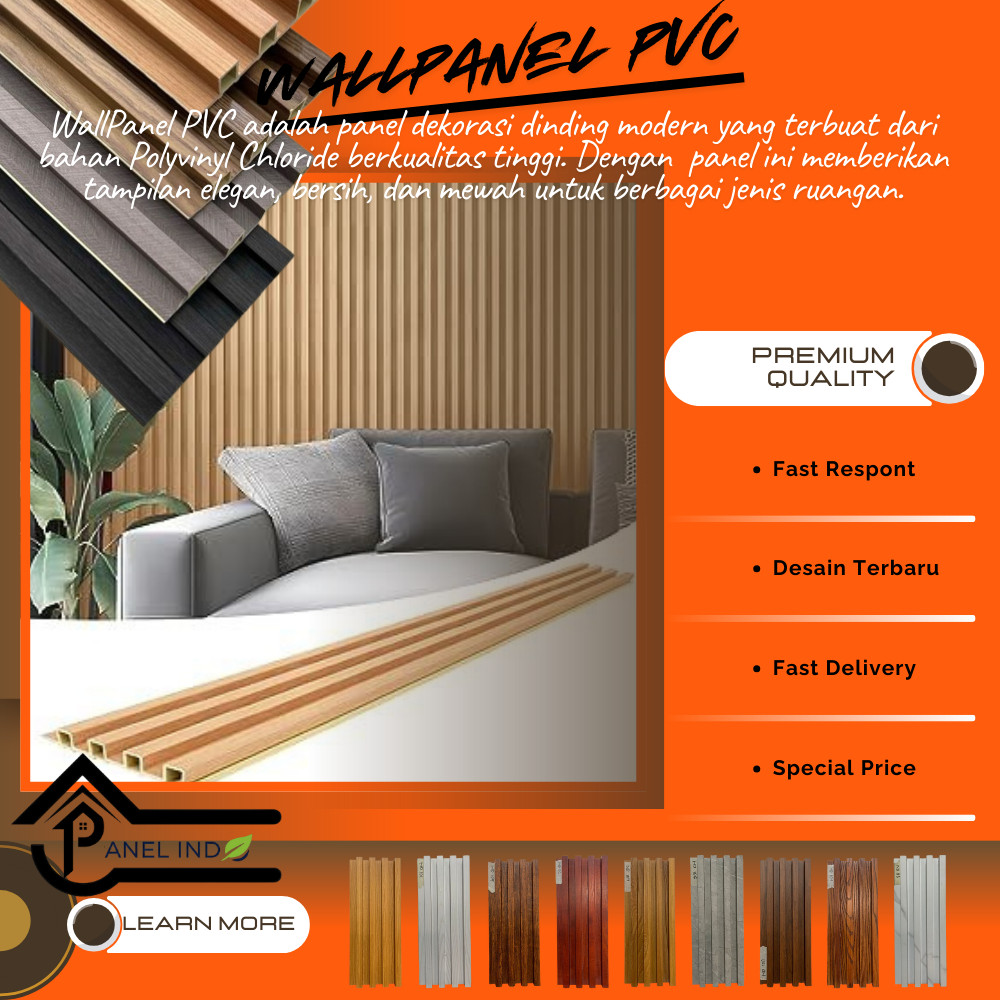 Panel Indo ( INSTANT BANDUNG )  WallPanel PVC 300cm / WPC Murah Berkualitas Bandung /2.9 M*16 Cm] De