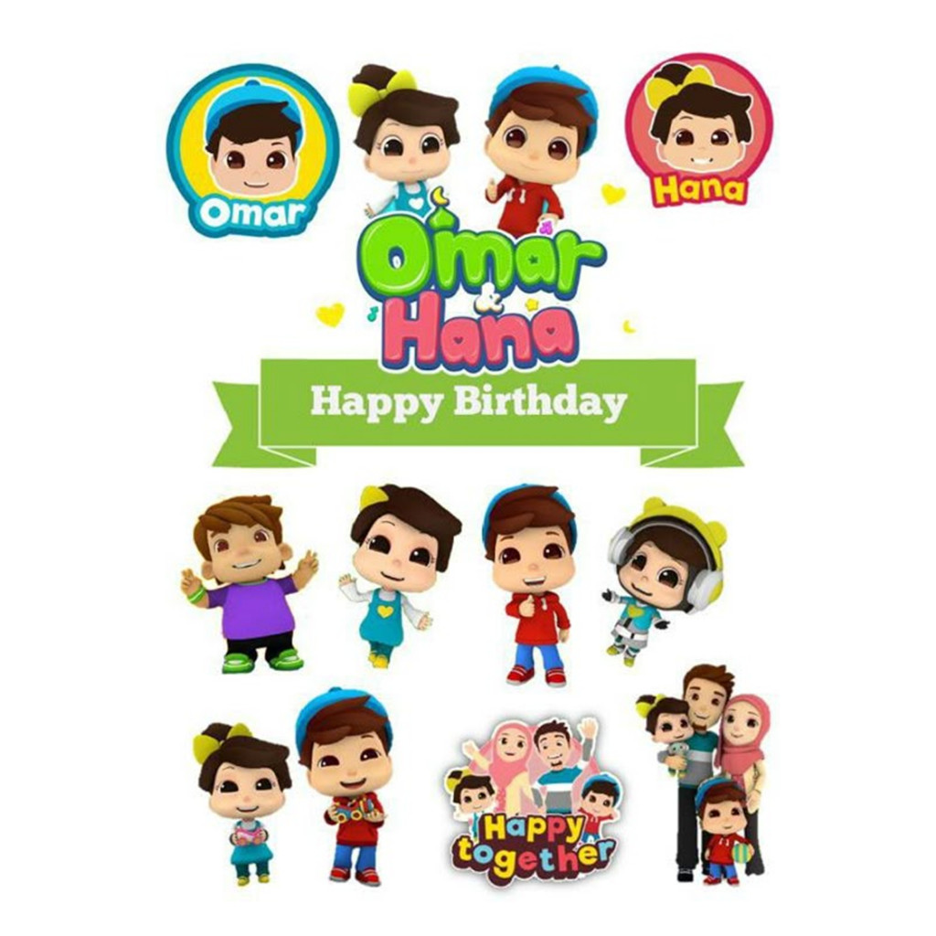 Topper OMAR HANA | Topper Cake OMAR and HANA Custom Nama | Hiasan Kue Ultah OMAR HANA