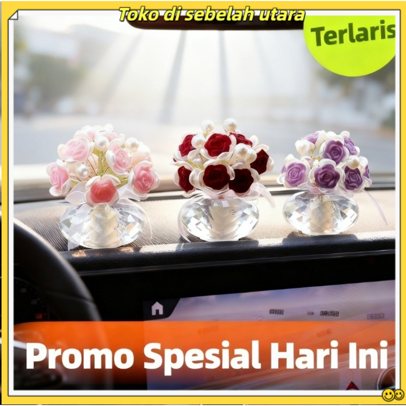 Pajangan Aksesoris Dashboard Kaca Dekorasi Aksesoris Mobil / Ornamen Kristal Mawar