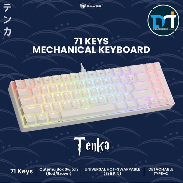 Sades Tenka Hotswap - 71 Keys Mechanical Gaming Keyboard - Red Switch