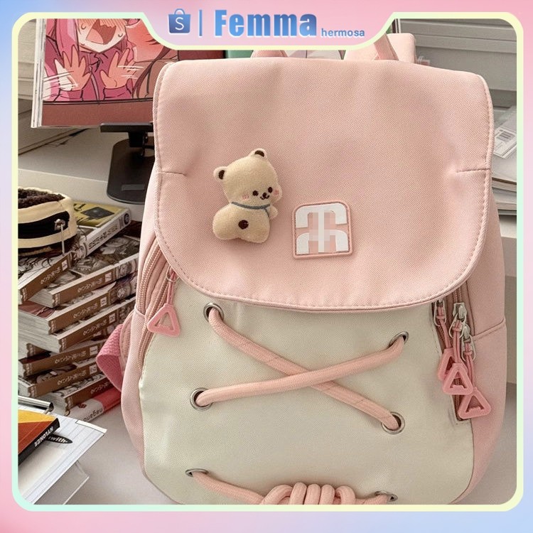 TRISANSHOP Tas bahu mini gadis imut versi Korea wanita dari ransel mini segar ransel mini serbaguna 
