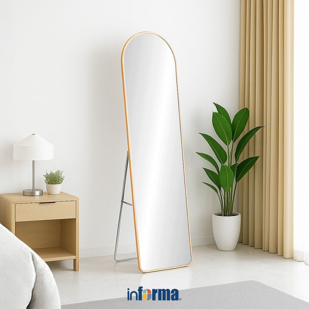 Informa 40X150 cm Pro Arch Cermin Lantai - Gold Standing Floor Mirror Kaca Berdiri Serbaguna Dengan 