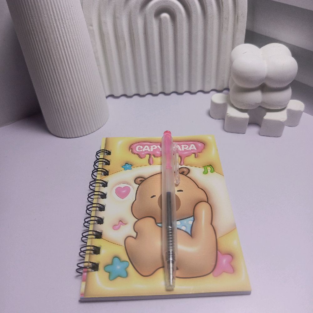 Buku Diary Catatan Harian Mini Free Pulpen Books Motif Beruang Lucu dan Pen Pink untuk Anak-anak