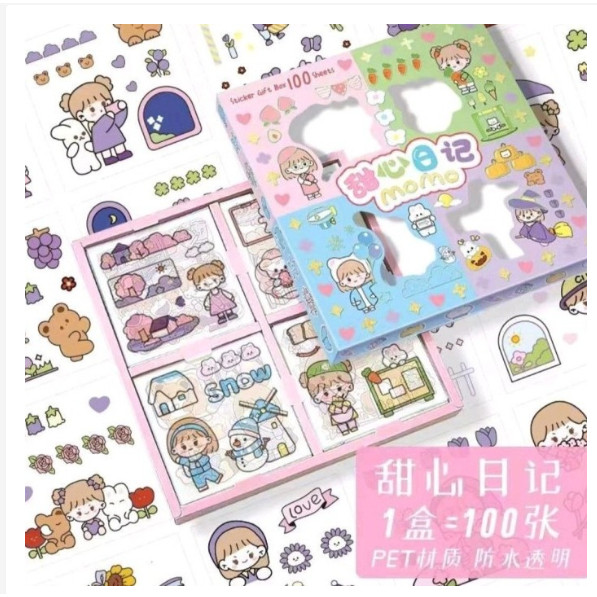 STICKER MOMO RAINBOW / STICKER LUCU WATERPROOF ISI 100 PCS / BOX