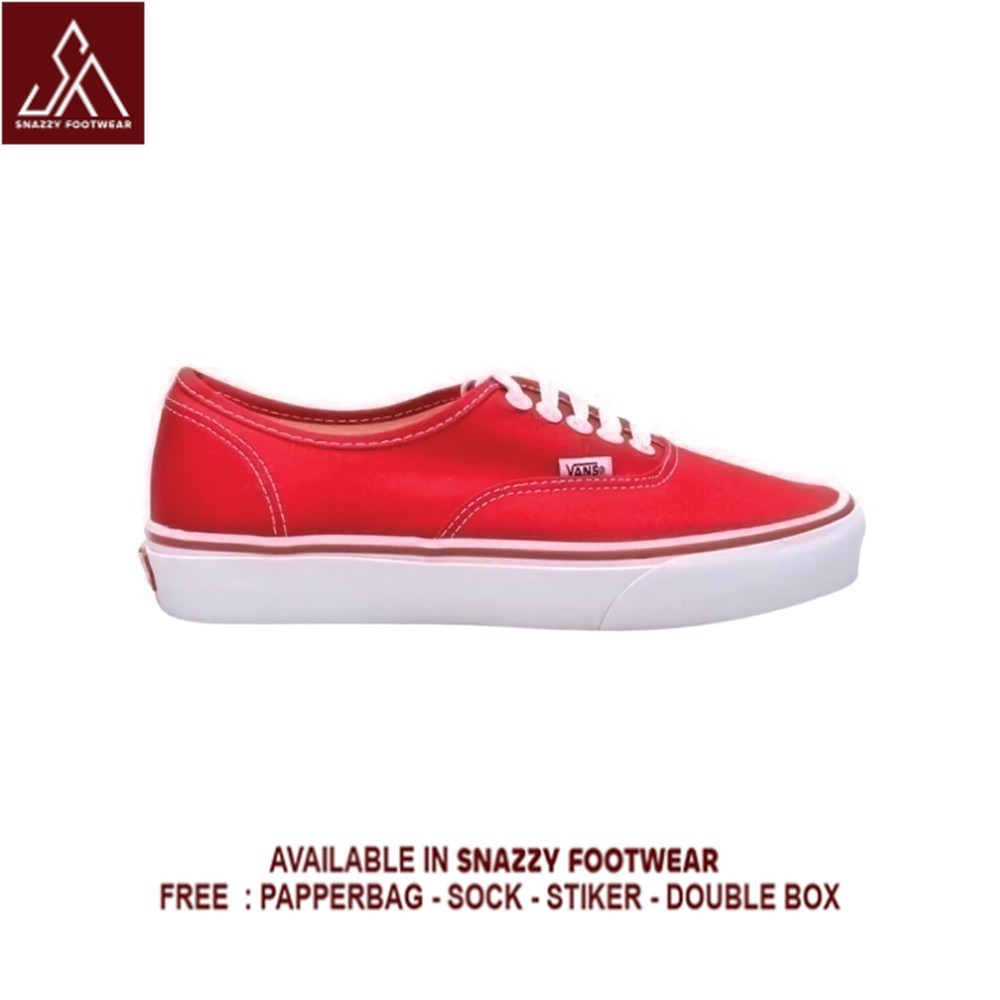 Sepatu Sneakers Vans AUTHENTIC RED CHILI WHITE CLASSIC 100% Original Unisex
