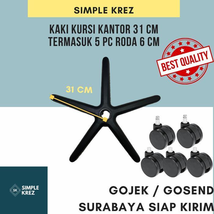 SET CAKAR KAKI KURSI KANTOR KURSI GAMING + 5 PC RODA 6 CM BARU - kaki saja