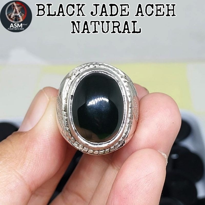 cincin black jade aceh natural / giok hitam / cincin batu akik natural