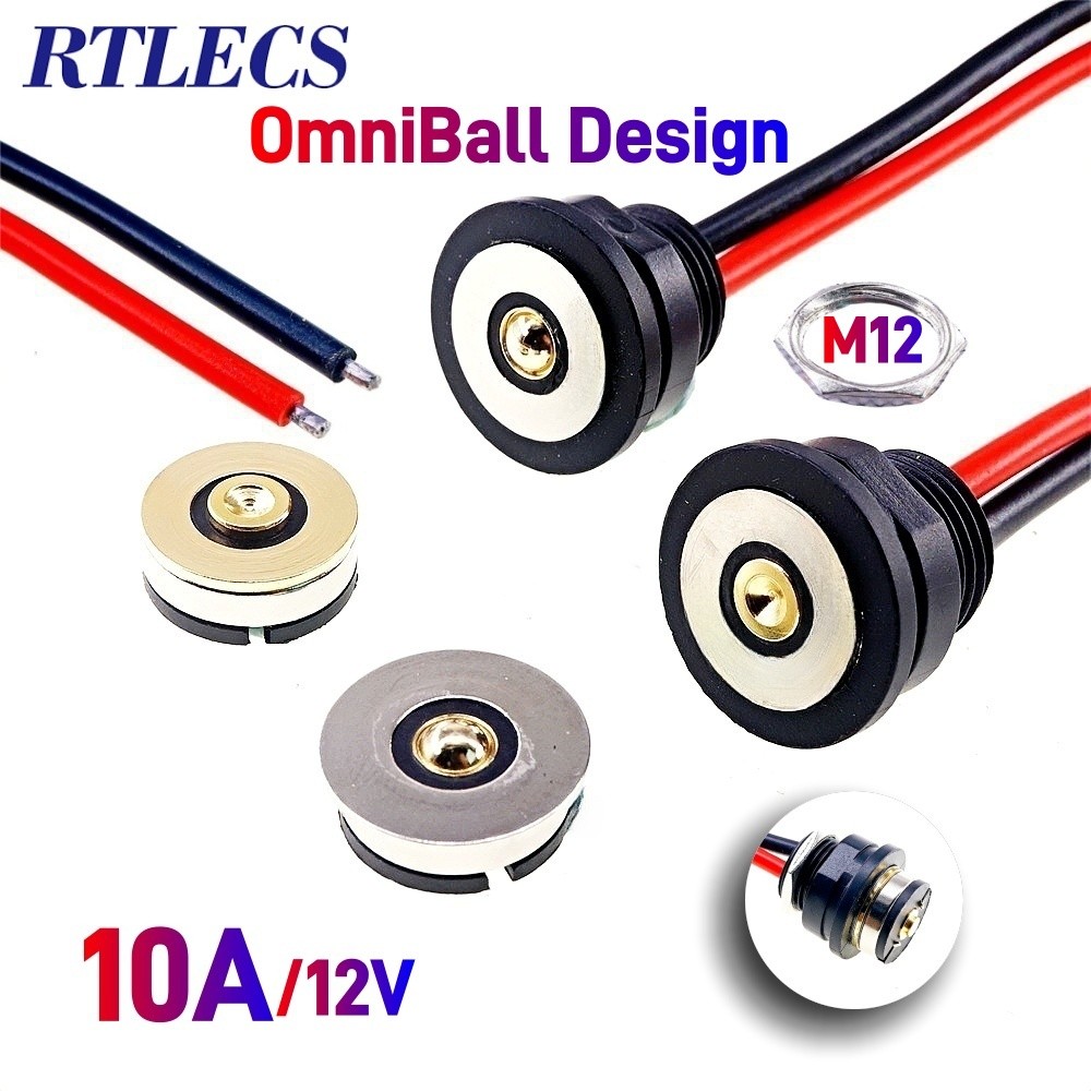 Magnetic Circular PogoPin Connector 10A Male Female Metal Spring Loaded 1 Pin DC Power arger 16AWG W