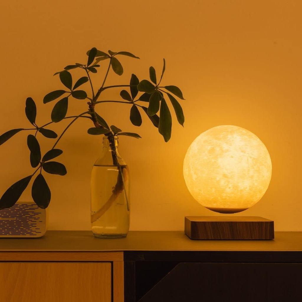 Levitating Moon Lamp, Magnetic Floating Moon Lamp Spinning Luna Night Light with 3 Color Modes, for 