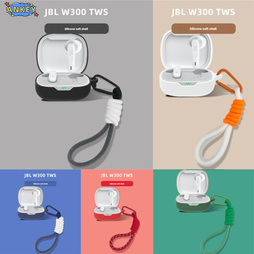 for JBL Wave Flex 2 , Wave 300TWS , Vibe 300 , W300 TWS Case Protective Nylon Lanyard Soft Cover She