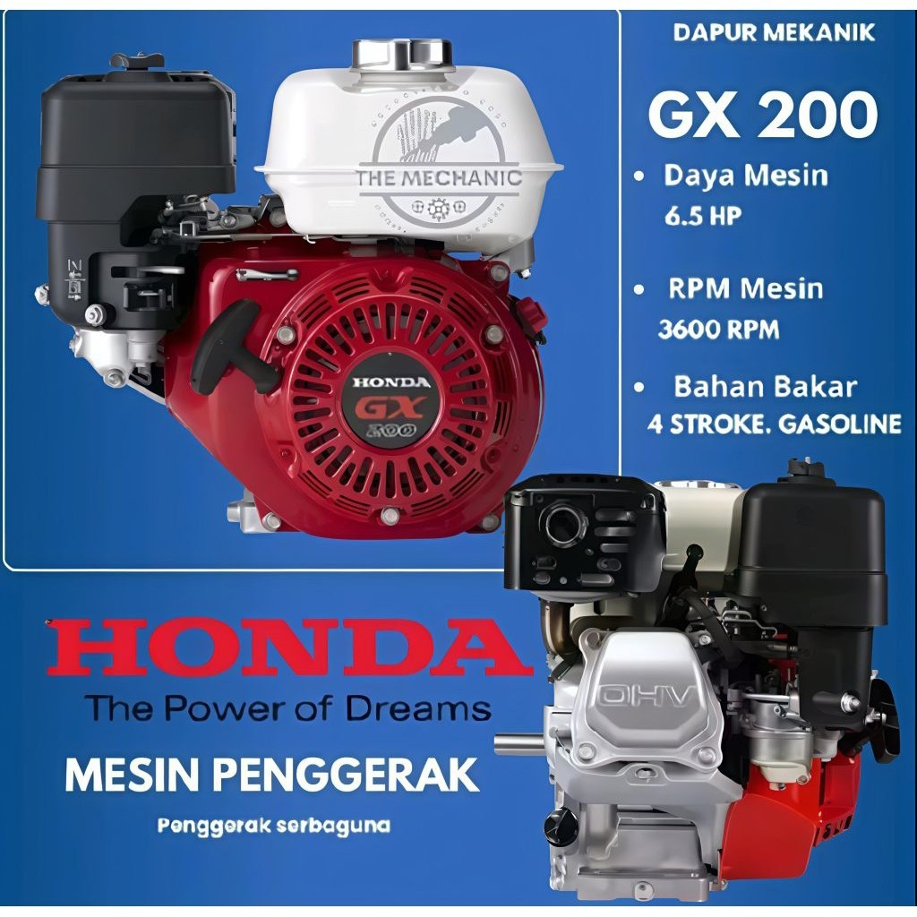 NEW Mesin Penggerak Honda GX 200 6,5HP Honda Thailand Mesin Ketinting, Parut Kelapa, Mesin Pompa DLL
