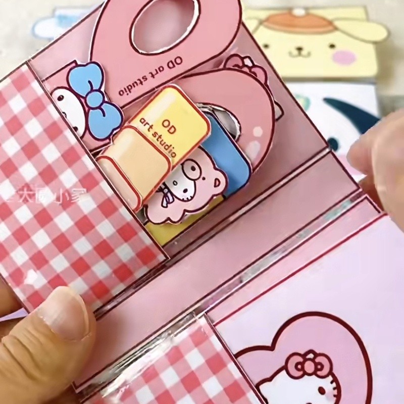 Laminasi Glossy Sanrio Stationery Series Dress Up Doll House Educational Handmade Toy Toy Book Full Set Pacha Dog Cinnamon Dog Decompression  Diy Sudah Digunting