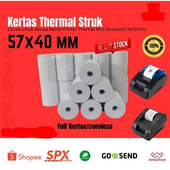 Kertas Struk Kasir Winstar 57x40 – Thermal Paper Mesin POS / EDC / Mini Printer
