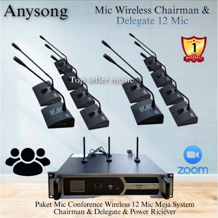 PAKET MIC WIRELESS CONFERENCE / MIC RAPAT MEJA 12 MIC SYSTEM CHAIRMAN