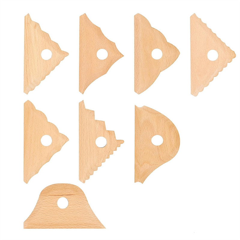 Reliable 8Pcs Pottery Trimming Tools Pottery Ribs Pottery Clay Foot Shaper Tools Beech Wood Pottery 